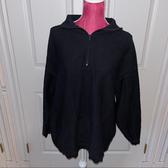 aerie Tops - Aerie Good Vibes Corded Oversized Quarter Zip Sweatshirt